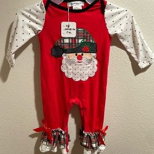 Little Blessing Boutique Christmas Romper 18 months plaid one piece NWT